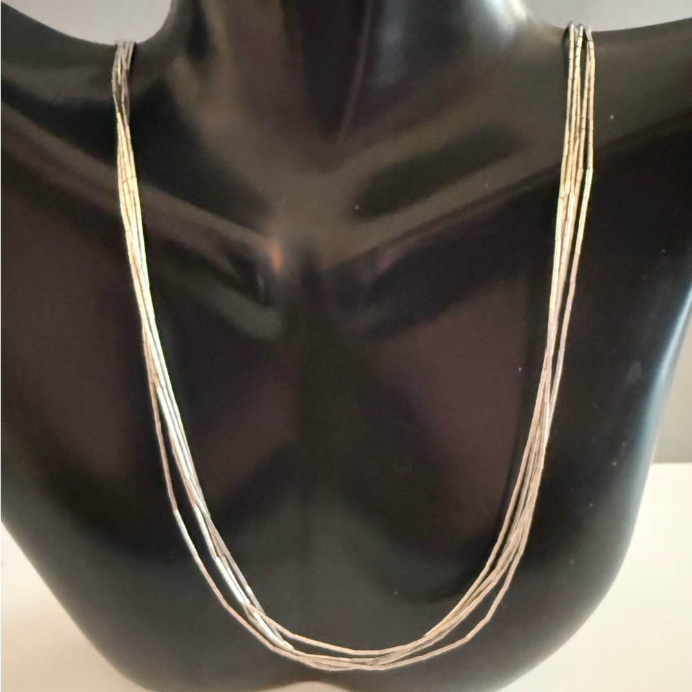 VTG Liquid Silver Sterling 5 Strand   24 Inch Necklace - Picture 3 of 5